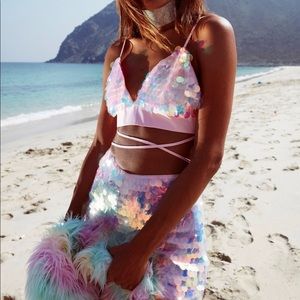 NWT Missguided Irridescent Sequin Bralette